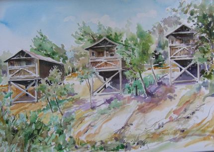 Cabins West Point Inn Watercolor Size 14 X 21